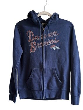 NFL - Women’s Two Pocked Zip Up Denver Bronco Hoodie -Size Small - Navy & Orange